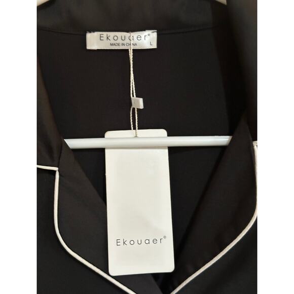 Ekouaer black pajama top NEW - Picture 4 of 6
